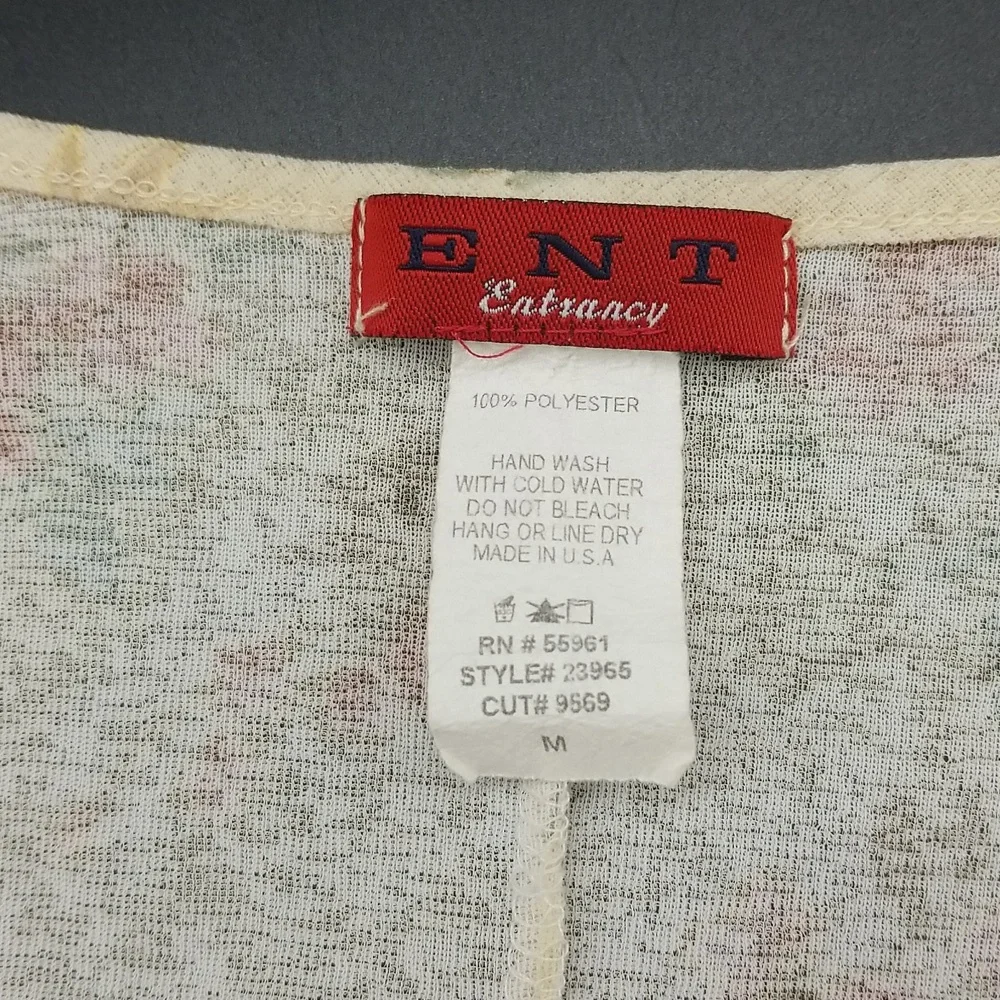 Vintage ENT Entrancy Medium Cream with Mauve, Burgundy & Green Flowers Blouse - Picture 5 of 9